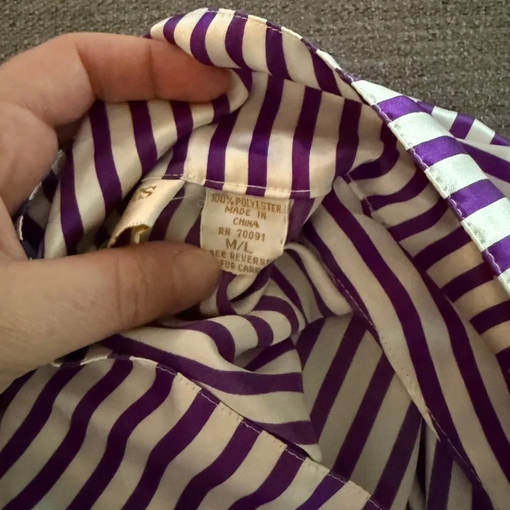 Vintage Victoria’s Secret Pajamas Night Dress Top M/l  Purple Stripes  Satin